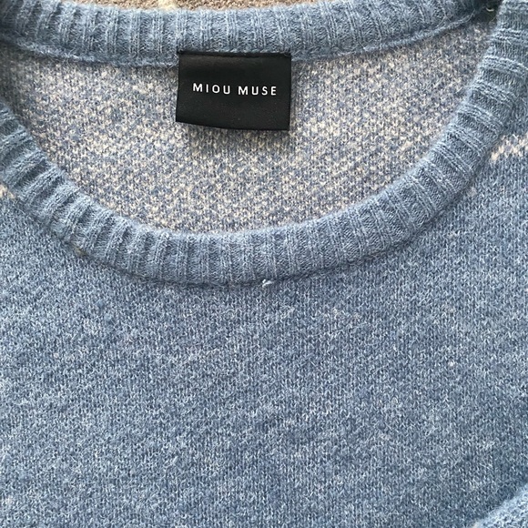 NWT Vici M Blue Sweater Balloon Sleeve Window Payne Knit Pullover never worn - Picture 6 of 11